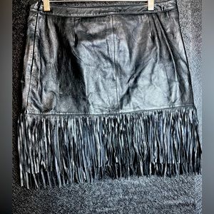 Barney’s Original Real Leather Skirt Fringe Hem